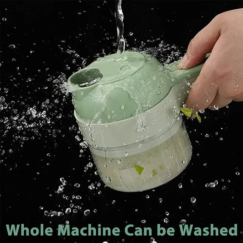 Rechargeable 4 In 1 Electric Vegetable Cutter With Multi-Function Slicer, Chopper, Grinder And Peeler