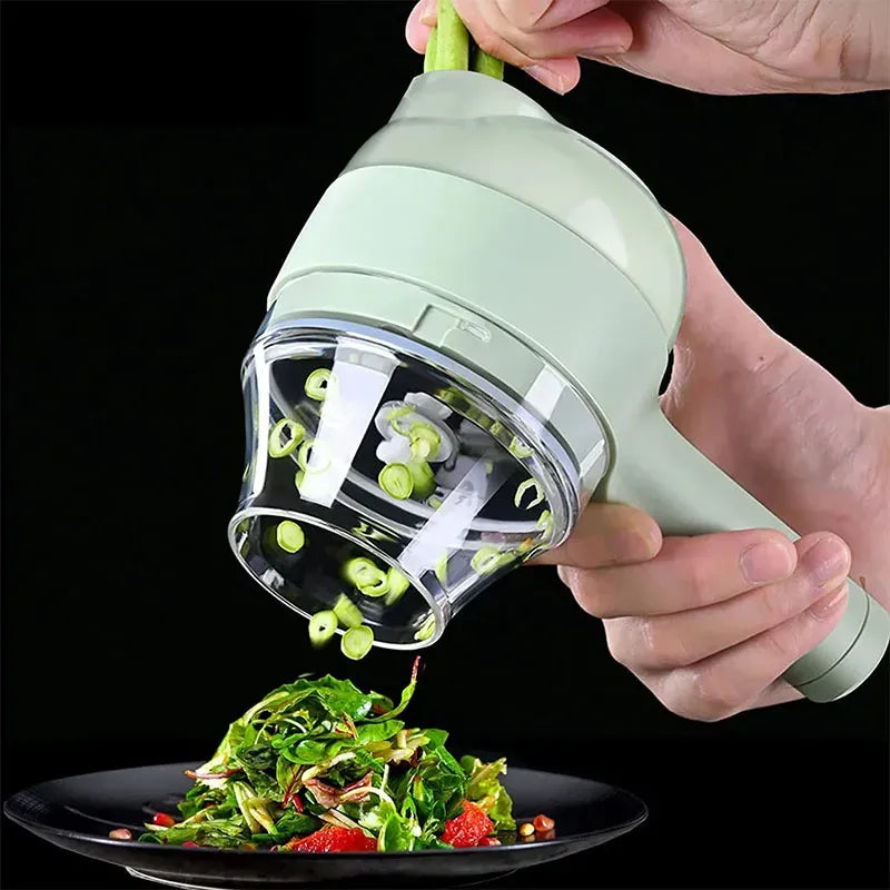 Rechargeable 4 In 1 Electric Vegetable Cutter With Multi-Function Slicer, Chopper, Grinder And Peeler