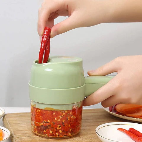 Rechargeable 4 In 1 Electric Vegetable Cutter With Multi-Function Slicer, Chopper, Grinder And Peeler